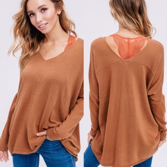 #38 Cozy V neck Oversized Slouchy Sweater Top - Picture 3 of 3